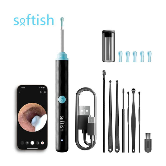 Softish Ear Wax Removal - New Style High-Definition Ear Wax Removal, Wirelessear Cleaner, Safe and Gentle Ear Waxremoval Kit, Rechargeable Ear Cleaner Withcamera and Light, Ear Cleaning Kit Forandroid and Ios